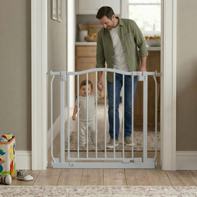 Safetots Curved Top Safety Gate, 134cm - 143cm, Matt Grey, Pressure Fit ...