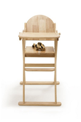 Safetots Deluxe Putaway Folding Wooden High Chair Natural Highchair for Baby and Toddler Pre Assembled
