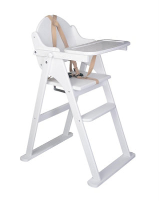 Safetots Deluxe Putaway Folding Wooden High Chair, White, Highchair for Baby and Toddler, Pre-Assembled