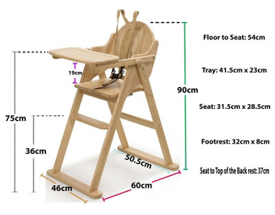 Safetots Deluxe Putaway Folding Wooden High Chair, White, Highchair for Baby and Toddler, Pre-Assembled