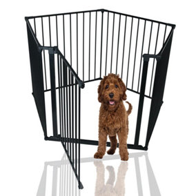 Safetots Dog Play Pen Pentagon, Black, 5 Panels, 1 x 72cm Door Panel and 4 x 72cm Side Panels, Pet Pen for Dogs and Puppy