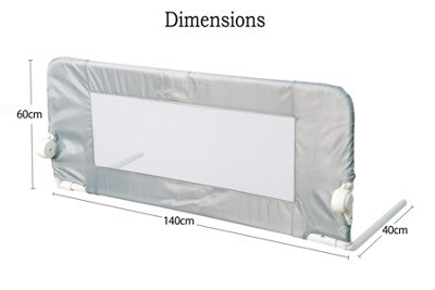 Safetots Extra Tall Bed Rail Grey 140cm Wide x 60cm Tall Toddler Bed Guard For Safety DIY at B Q