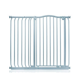 Safetots Extra Tall Curved Top Safety Gate, 107cm - 116cm, Matt Grey, Extra Tall 100cm in Height, Pressure Fit Stair Gate