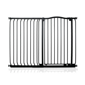 Safetots Extra Tall Curved Top Safety Gate, 125cm - 134cm, Matt Black, Extra Tall 100cm in Height, Pressure Fit Stair Gate