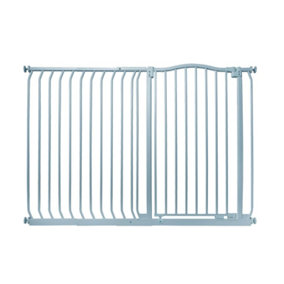 Safetots Extra Tall Curved Top Safety Gate, 134cm - 143cm, Matt Grey, Extra Tall 100cm in Height, Pressure Fit Stair Gate