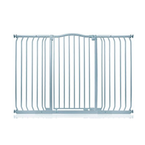 Safetots Extra Tall Curved Top Safety Gate, 143cm - 152cm, Matt Grey, Extra Tall 100cm in Height, Pressure Fit Stair Gate