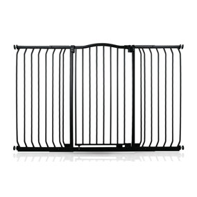 Safetots Extra Tall Curved Top Safety Gate, 152cm - 161cm, Matt Black, Extra Tall 100cm in Height, Pressure Fit Stair Gate