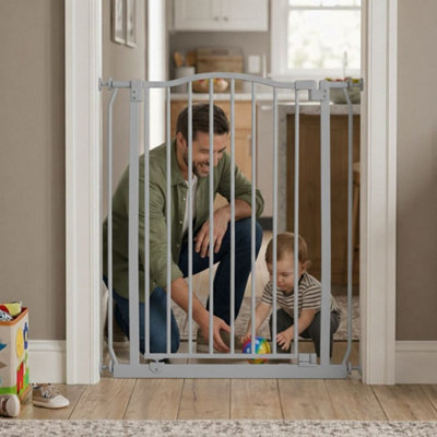 Safetots Extra Tall Curved Top Safety Gate, 152cm - 161cm, Matt Grey ...