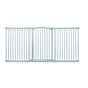 Safetots Extra Tall Curved Top Safety Gate, 197cm - 206cm, Matt Grey, Extra Tall 100cm in Height, Pressure Fit Stair Gate