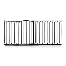 Safetots Extra Tall Curved Top Safety Gate, 216cm - 225cm, Matt Black, Extra Tall 100cm in Height, Pressure Fit Stair Gate