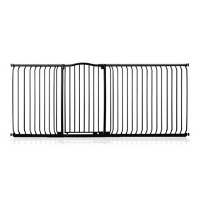 Safetots Extra Tall Curved Top Safety Gate, 225cm - 234cm, Matt Black, Extra Tall 100cm in Height, Pressure Fit Stair Gate