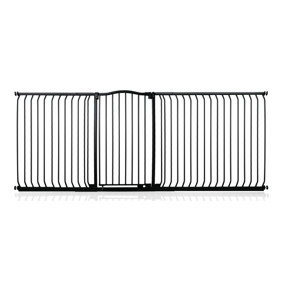Safetots Extra Tall Curved Top Safety Gate, 234cm - 243cm, Matt Black, Extra Tall 100cm in Height, Pressure Fit Stair Gate