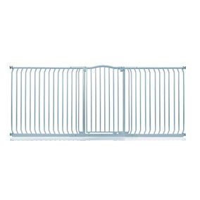 Safetots Extra Tall Curved Top Safety Gate, 234cm - 243cm, Matt Grey, Extra Tall 100cm in Height, Pressure Fit Stair Gate
