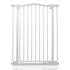Safetots Extra Tall Curved Top Safety Gate, 71cm - 80cm, Matt White, Extra Tall 100cm in Height, Pressure Fit Stair Gate