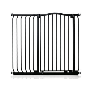 Safetots Extra Tall Curved Top Safety Gate, 98cm - 107cm, Matt Black, Extra Tall 100cm in Height, Pressure Fit Stair Gate