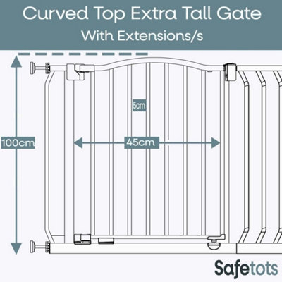 Safetots Extra Tall Curved Top Safety Gate, 98cm - 107cm, Matt Black ...