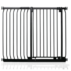 Safetots Extra Tall Elite Safety Gate, 107cm - 116cm, Matt Black, Extra Tall 96.8cm in Height, Pressure Fit Stair Gate