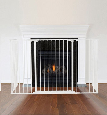 Safetots Extra Tall Multi Panel Fire Surround, 77cm Deep x 118cm Wide, 105cm High, White, Baby and Toddler Fire Guard