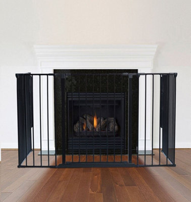 Safetots Extra Tall Multi Panel Fire Surround, 77cm Deep x 72cm Wide, Black, 105cm High, Baby and Toddler Fire Guard