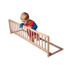 Safetots Extra Wide Wooden Bed Guard, Natural, 38cm High x 140cm Wide, Toddler Bedrail for Safety, Secure Child Bed Rail