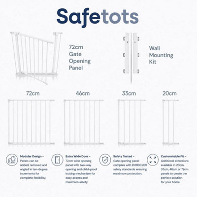 Safetots Multi Panel Fire Surround, WHITE, 38cm Deep x 118cm Wide, 70cm ...