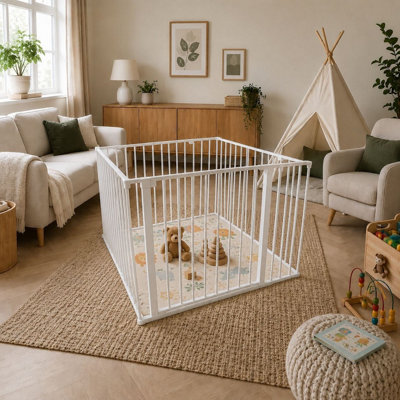 Safetots Premium Multi Panel Play Den, 92cm x 92cm, White, 70cm High