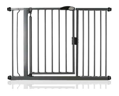 Safetots Pressure Fit Self Closing Stair Gate, 118.2cm - 125.2cm, Slate Grey, Auto Closing Baby Gate, Safety Barrier
