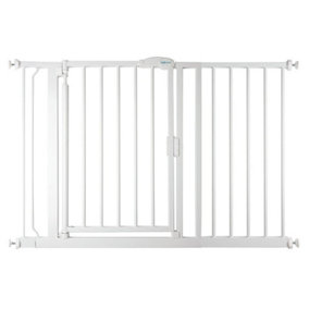 Safetots Pressure Fit Self Closing Stair Gate, 118.2cm - 125.2cm, White, Auto Closing Baby Gate, Safety Barrier