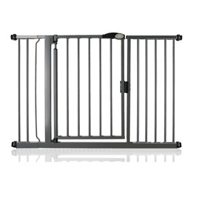 Safetots Pressure Fit Self Closing Stair Gate, 125.4cm - 132.4cm, Slate Grey, Auto Closing Baby Gate, Safety Barrier
