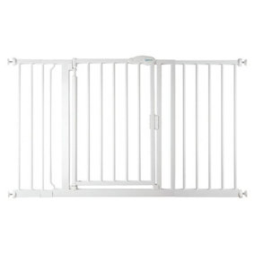 Safetots Pressure Fit Self Closing Stair Gate, 132.6cm - 139.6cm, White, Auto Closing Baby Gate, Safety Barrier