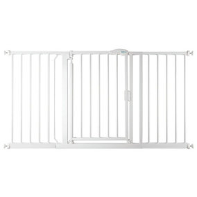 Safetots Pressure Fit Self Closing Stair Gate, 147cm - 154cm, White, Auto Closing Baby Gate, Safety Barrier