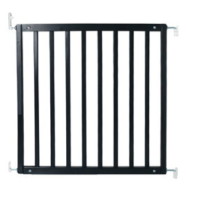 Safetots Simply Secure Wooden Gate, 72cm - 79cm, Black, Wooden Stair Gate, Screw Fit Baby Gate, Safety Barrier