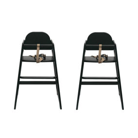 Safetots Two Pack of Simply Stackable Wooden High Chairs, Black, Highchairs for Baby and Toddler, Stylish and Practical