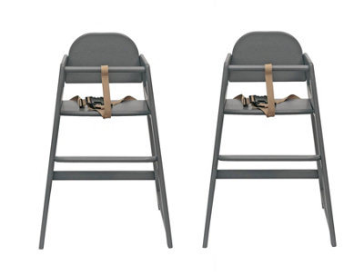 Safetots Two Pack of Simply Stackable Wooden High Chairs, Grey, Highchairs for Baby and Toddler, Stylish and Practical