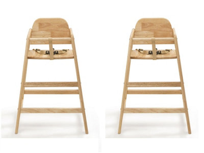 Safetots Two Pack of Simply Stackable Wooden High Chairs, Natural, Highchairs for Baby and Toddler, Stylish and Practical