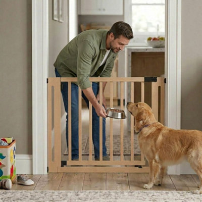 Safetots Traphek voor Bovenaan de Trap, Grijs, Hout, 63, 5 cm - 105, 5 cm, Babyhekje voor Baby's en Peuters, Schroefhek met Schroefbevestiging, Veiligheidshekje voor Trap en Deur