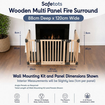 Safetots Wooden Multi Panel Fire Surround, 88cm Deep x 120cm Wide ...