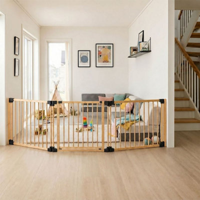 Safetots Wooden Multi Panel Room Divider, up to 256cm, Natural Wood ...