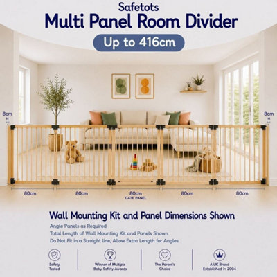 Safetots Wooden Multi Panel Room Divider, up to 416cm, Natural Wood ...