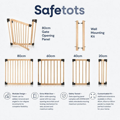 Safetots Wooden Multi Panel Room Divider, up to 96cm, Natural Wood ...