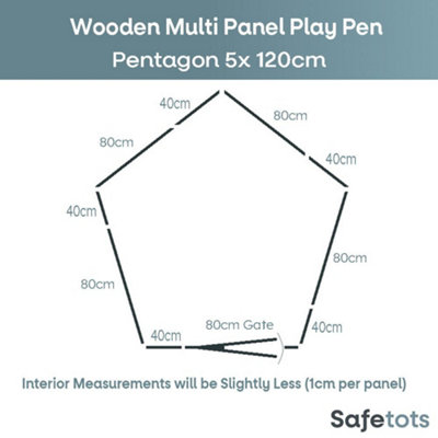 Safetots Wooden Play Den, Pentagon, 5 x 120cm, Baby Playpen, Play Den ...