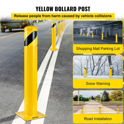 Safety Bollard, 42 Inch Height Bollard Post, 5.5 Inch Diameter Steel ...