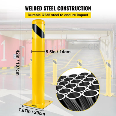 Safety Bollard, 42 Inch Height Bollard Post, 5.5 Inch Diameter Steel ...