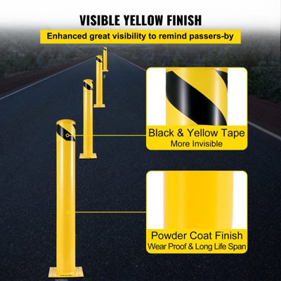 Safety Bollard, 42 Inch Height Bollard Post, 5.5 Inch Diameter Steel ...