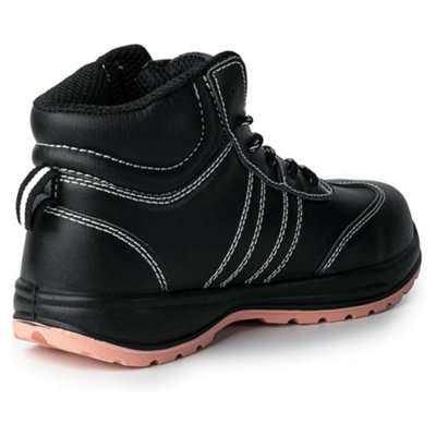 Safety Boots Lightweight Womens Composite Toe Cap With Midsole Protection Non Slip Breathable S3 SRC Black