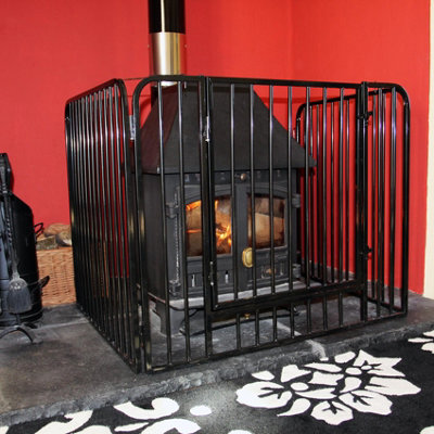 Safety Fire Guard in Black Heavy Duty Nursery Child Kid Fireplace Stove Pet - 4