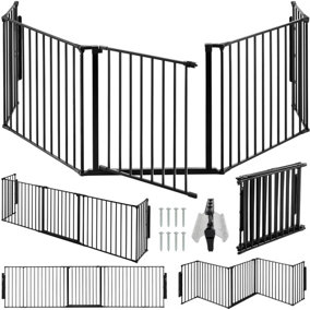Safety gate with 5 elements - fireplace baby gate - black