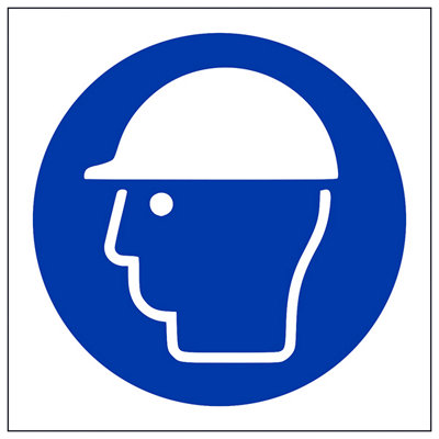 Safety Helmet Logo PPE Mandatory Sign - Rigid Plastic - 150x150mm (x3 ...