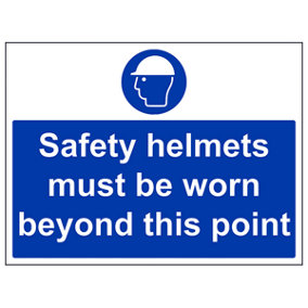 Safety Helmets Beyond Point PPE Sign - Adhesive Vinyl - 400x300mm (x3)