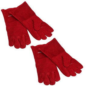 Safety Protection Welding Gardening Gloves Suede Gauntlets Two Pairs